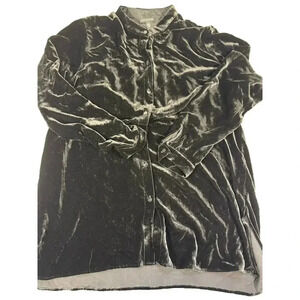 NWOT Eileen Fisher Mandarin Collar Black Velvet Tunic Top Size Medium